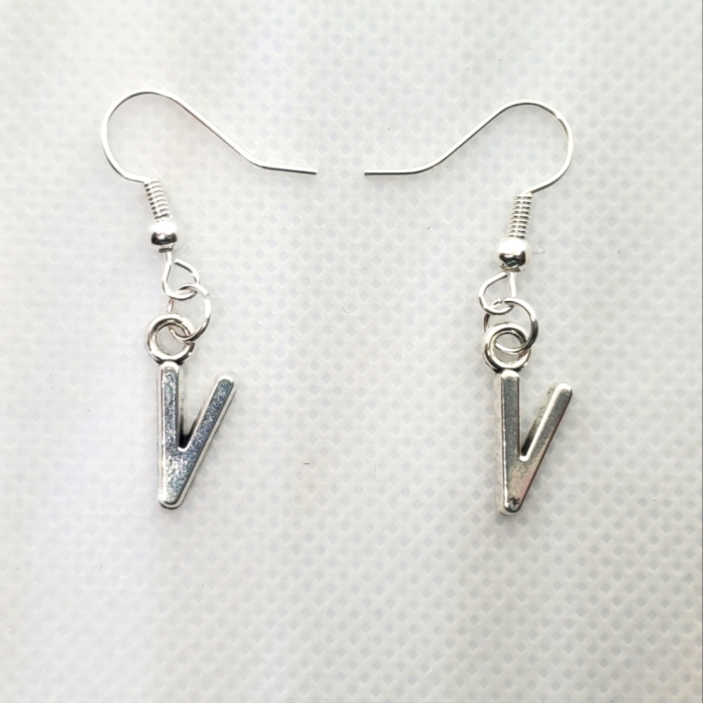 7/$10 V Initial Earrings, NEW